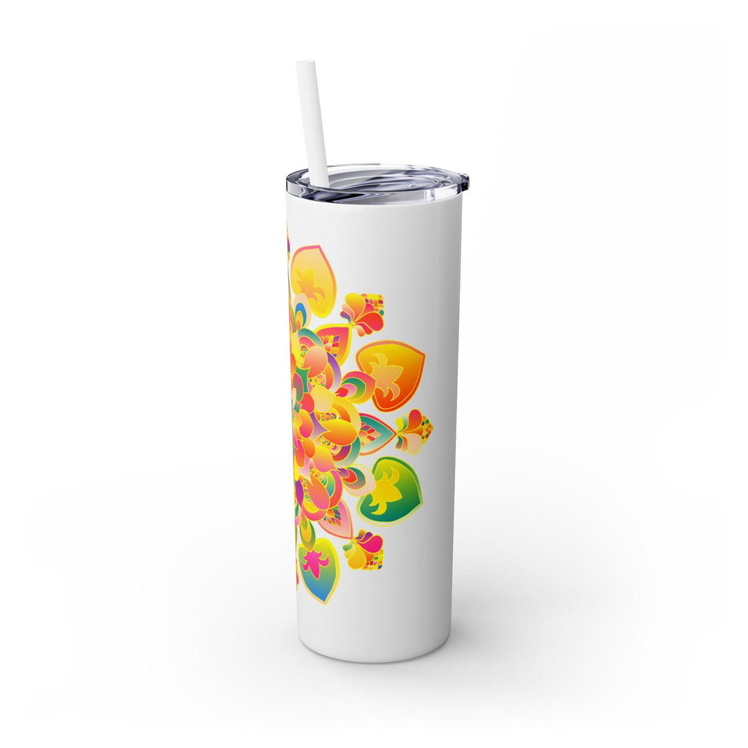 Colorful Mandala Skinny Tumbler - 20oz, Hot/Cold Mug - Blululi