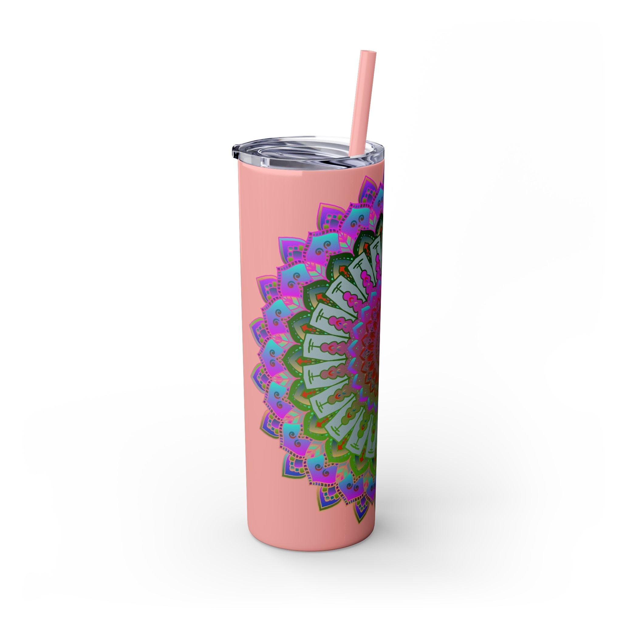 Colorful Mandala Skinny Tumbler - 20oz, Hot/Cold Mug - Blululi