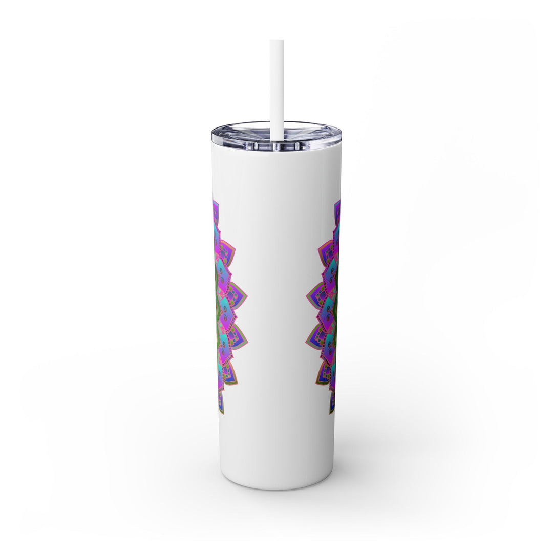 Colorful Mandala Skinny Tumbler - 20oz, Hot/Cold Mug - Blululi