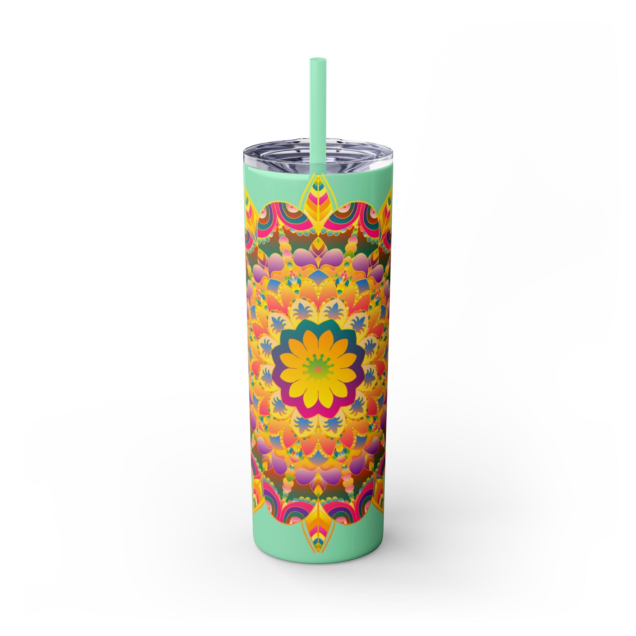 Colorful Mandala Skinny Tumbler - 20oz - Hot/Cold Mug - Blululi