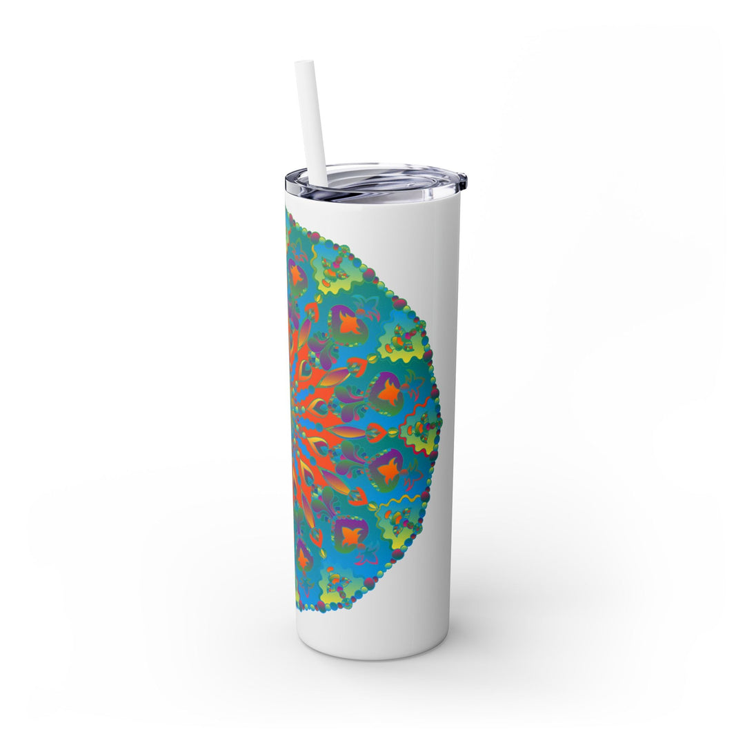 Colorful Mandala Skinny Tumbler - Hot & Cold Drinks Mug - Blululi