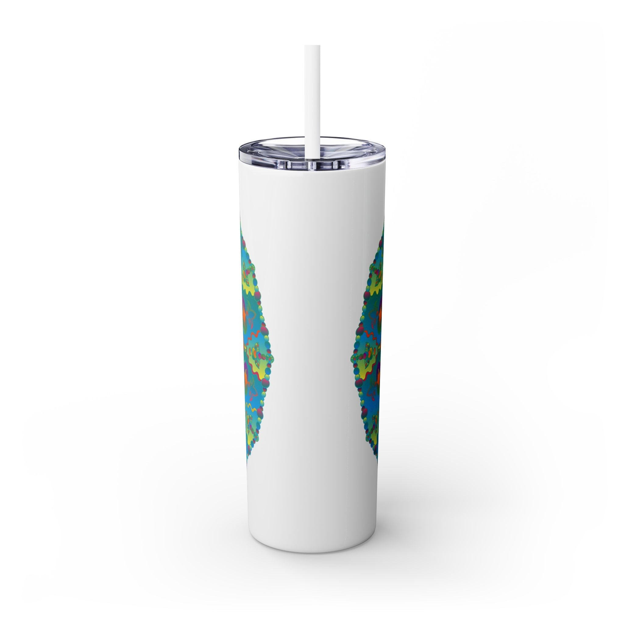 Colorful Mandala Skinny Tumbler - Hot & Cold Drinks Mug - Blululi