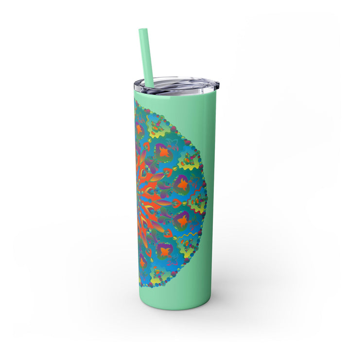 Colorful Mandala Skinny Tumbler - Hot & Cold Drinks Mug - Blululi