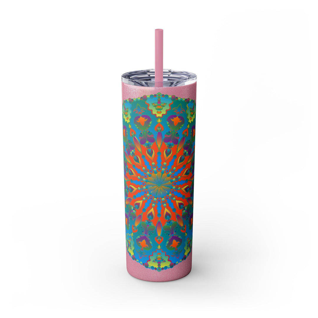 Colorful Mandala Skinny Tumbler - Hot & Cold Drinks Mug - Blululi