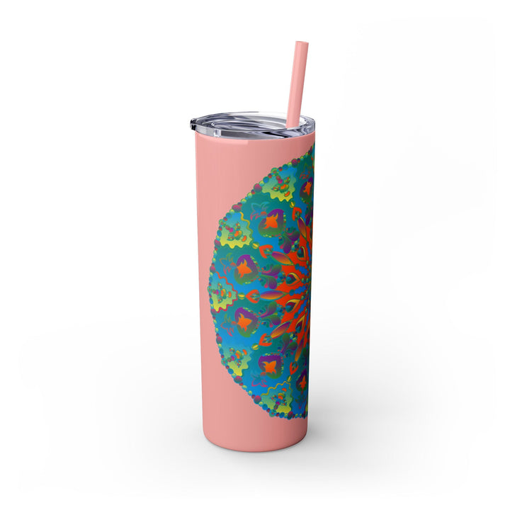 Colorful Mandala Skinny Tumbler - Hot & Cold Drinks Mug - Blululi