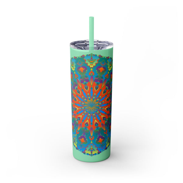 Colorful Mandala Skinny Tumbler - Hot & Cold Drinks Mug - Blululi