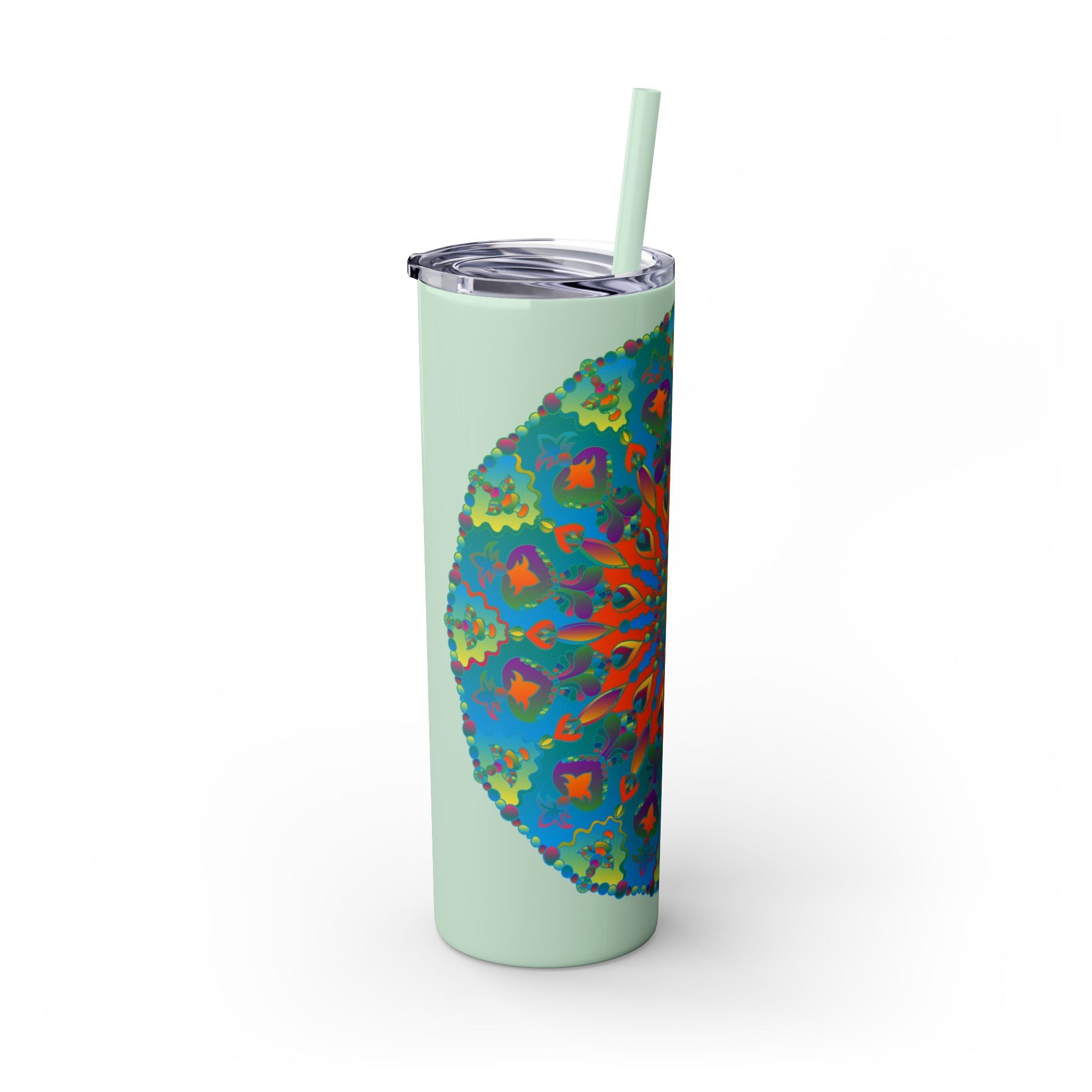 Colorful Mandala Skinny Tumbler - Hot & Cold Drinks Mug - Blululi