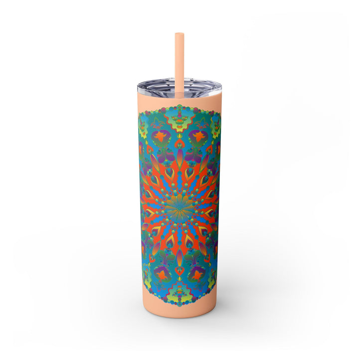 Colorful Mandala Skinny Tumbler - Hot & Cold Drinks Mug - Blululi