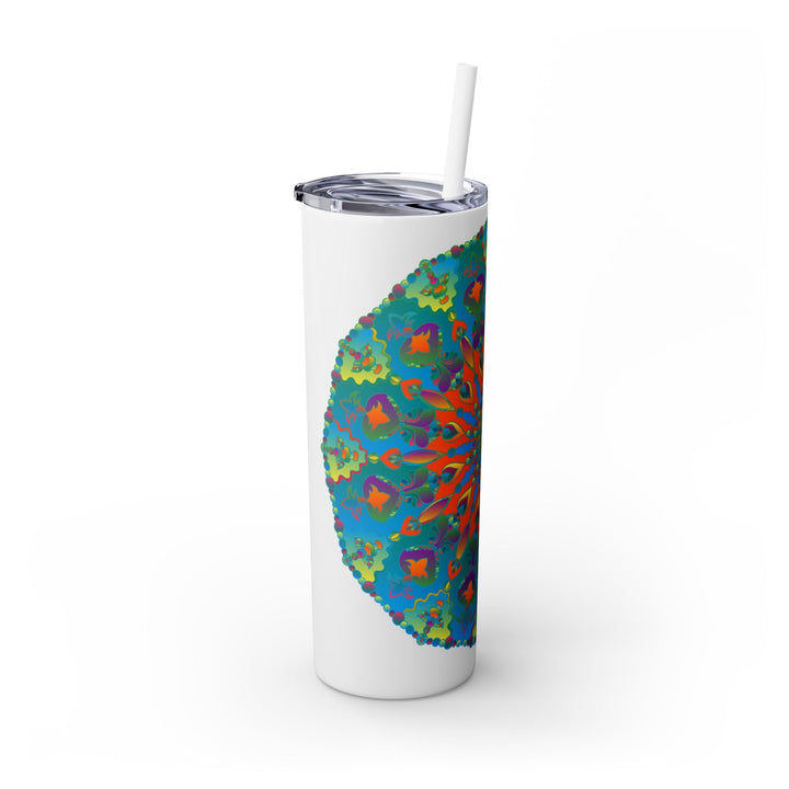 Colorful Mandala Skinny Tumbler - Hot & Cold Drinks Mug - Blululi