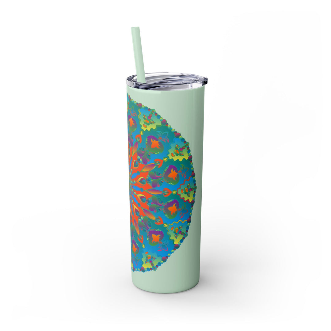 Colorful Mandala Skinny Tumbler - Hot & Cold Drinks Mug - Blululi