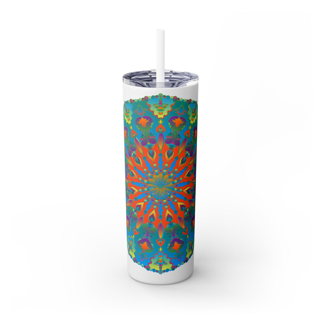 Colorful Mandala Skinny Tumbler - Hot & Cold Drinks Mug - Blululi