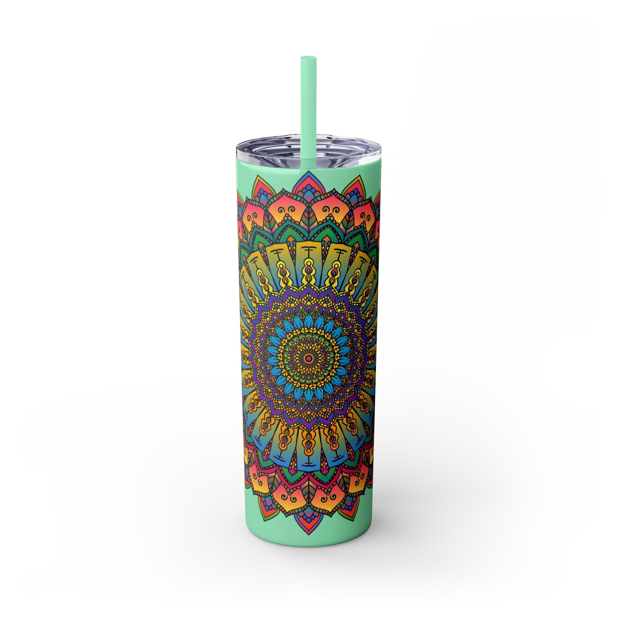 Colorful Mandala Skinny Tumbler - Hot & Cold Mug - Blululi