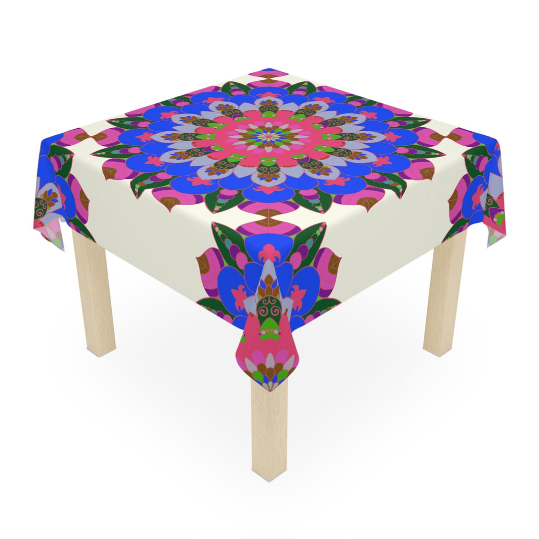 Colorful Mandala Tablecloth, Ivory - Boho Chic Decor Home Decor - Blululi