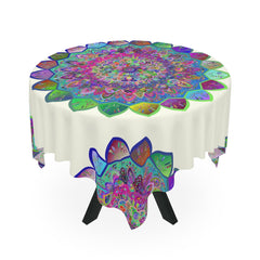 Colorful Mandala Tablecloth, Ivory Home Decor - Blululi