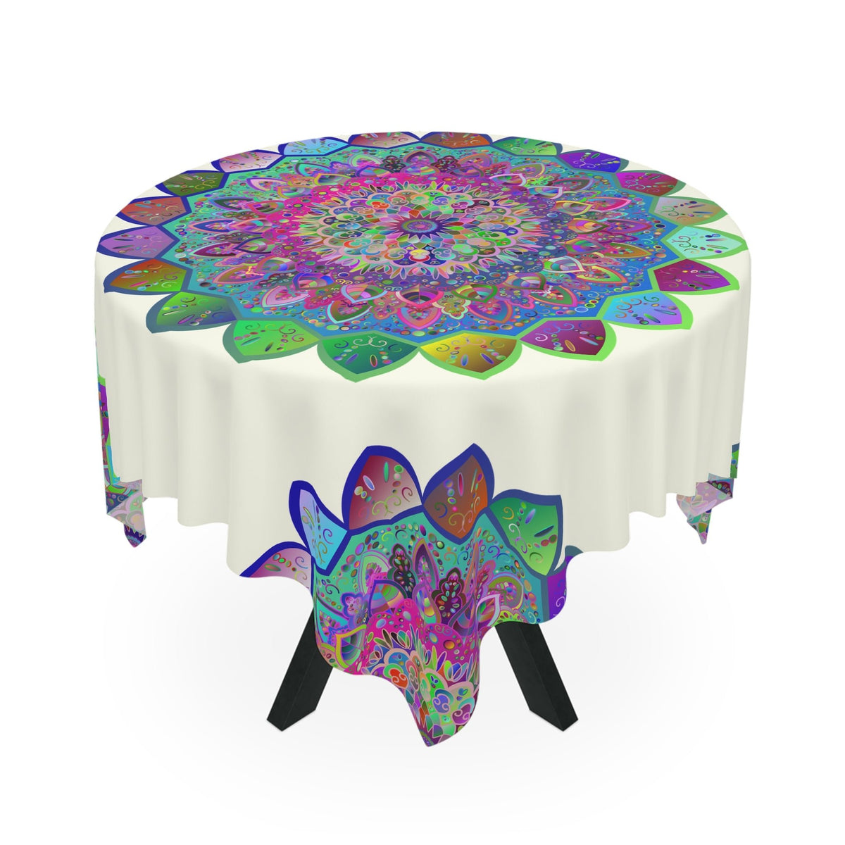 Colorful Mandala Tablecloth, Ivory Home Decor - Blululi