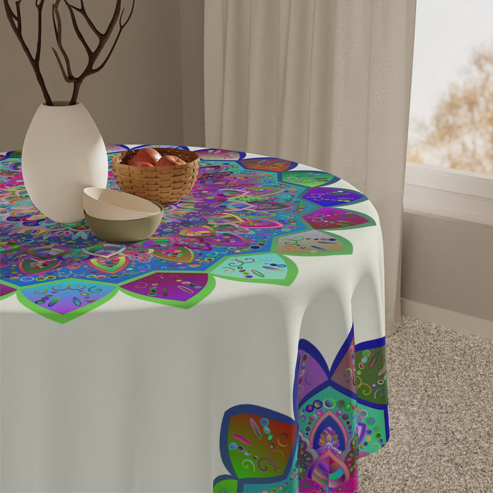 Colorful Mandala Tablecloth, Ivory Home Decor - Blululi