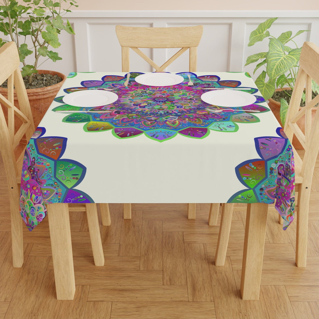 Colorful Mandala Tablecloth, Ivory Home Decor - Blululi