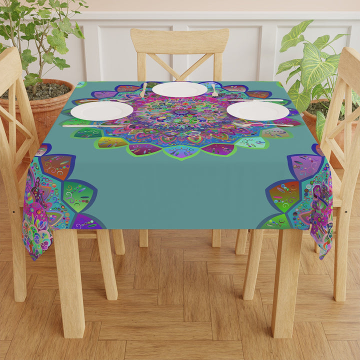 Colorful Mandala Tablecloth, sage green Home Decor - Blululi