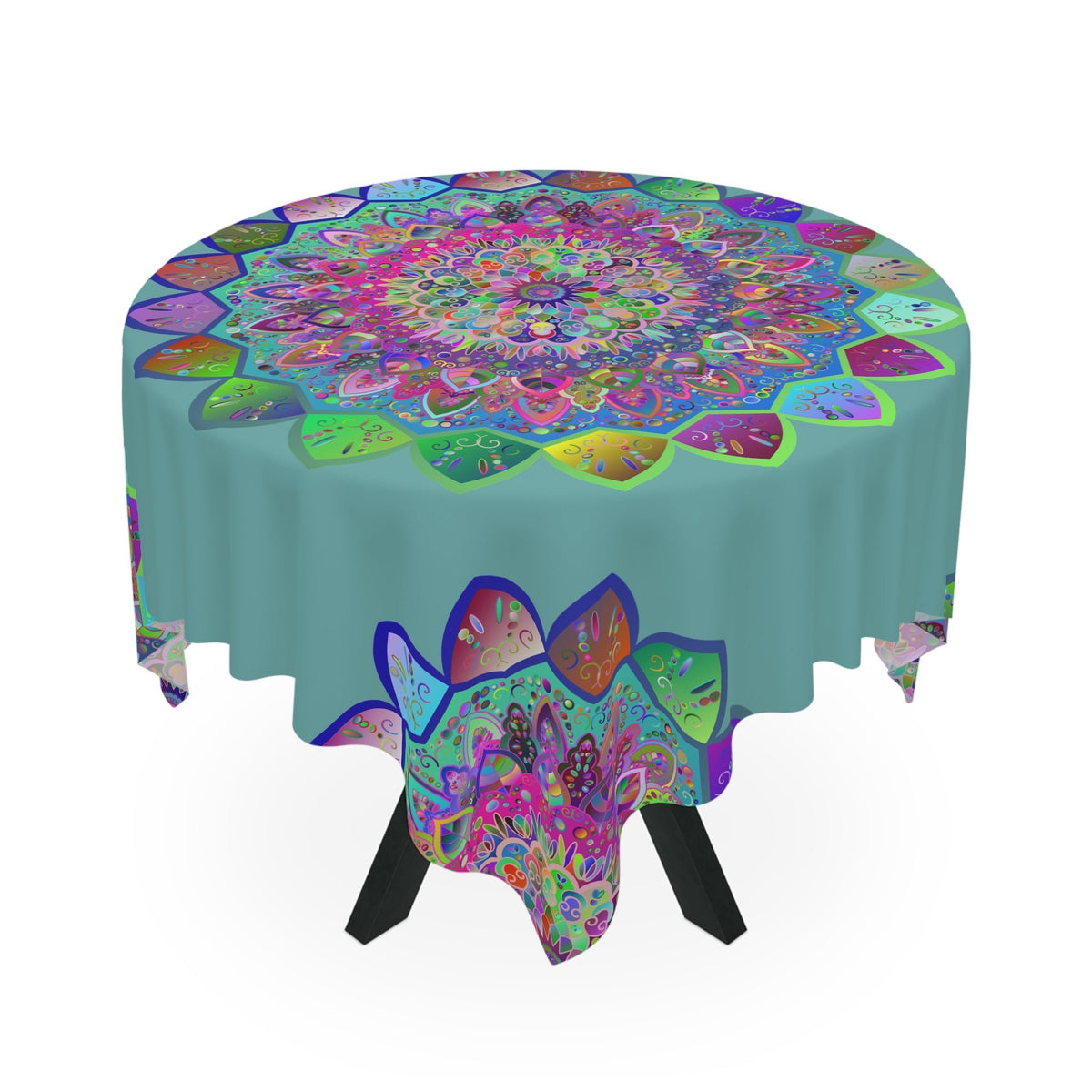 Colorful Mandala Tablecloth, sage green Home Decor - Blululi