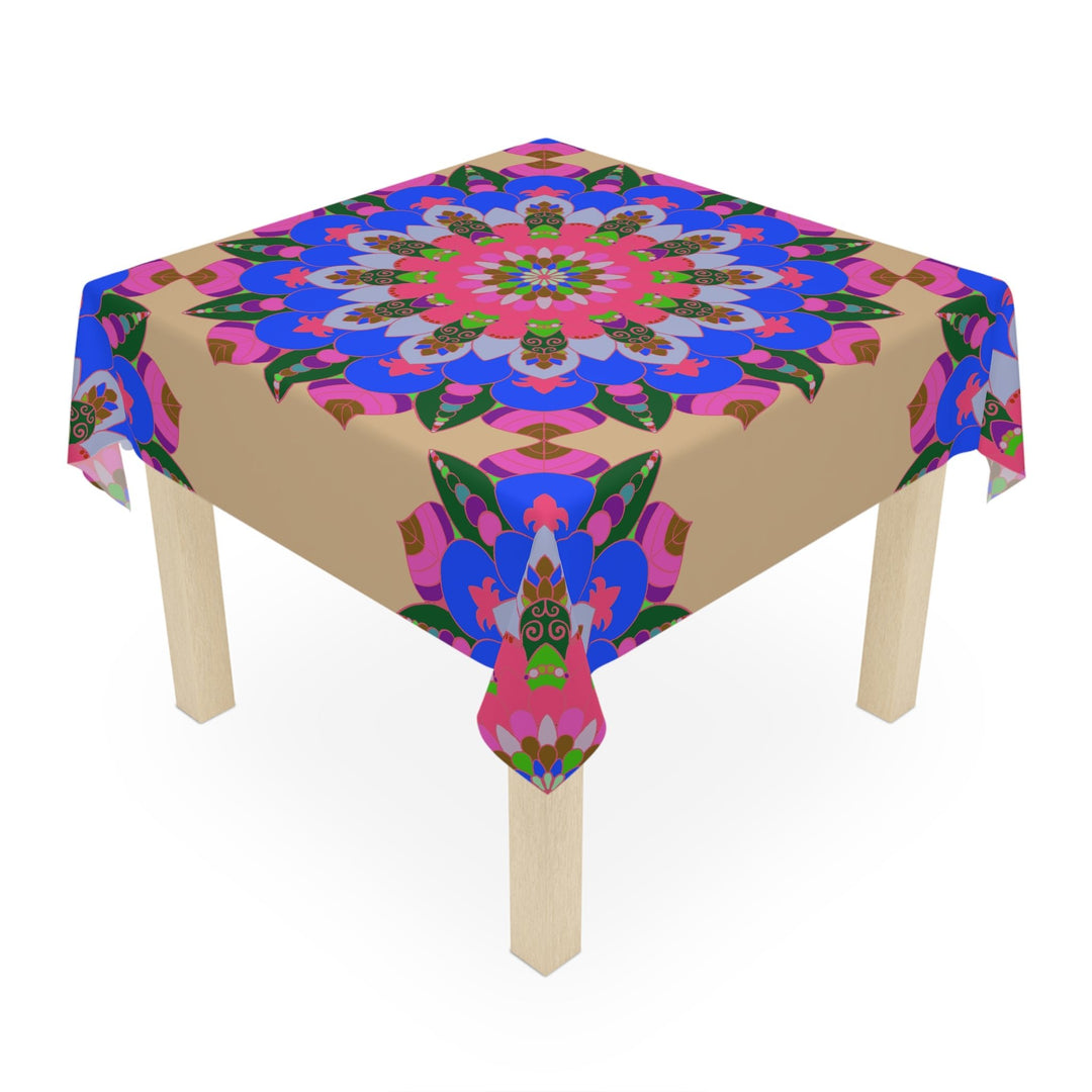 Colorful Mandala Tablecloth - Sand, Bohemian Decor Home Decor - Blululi