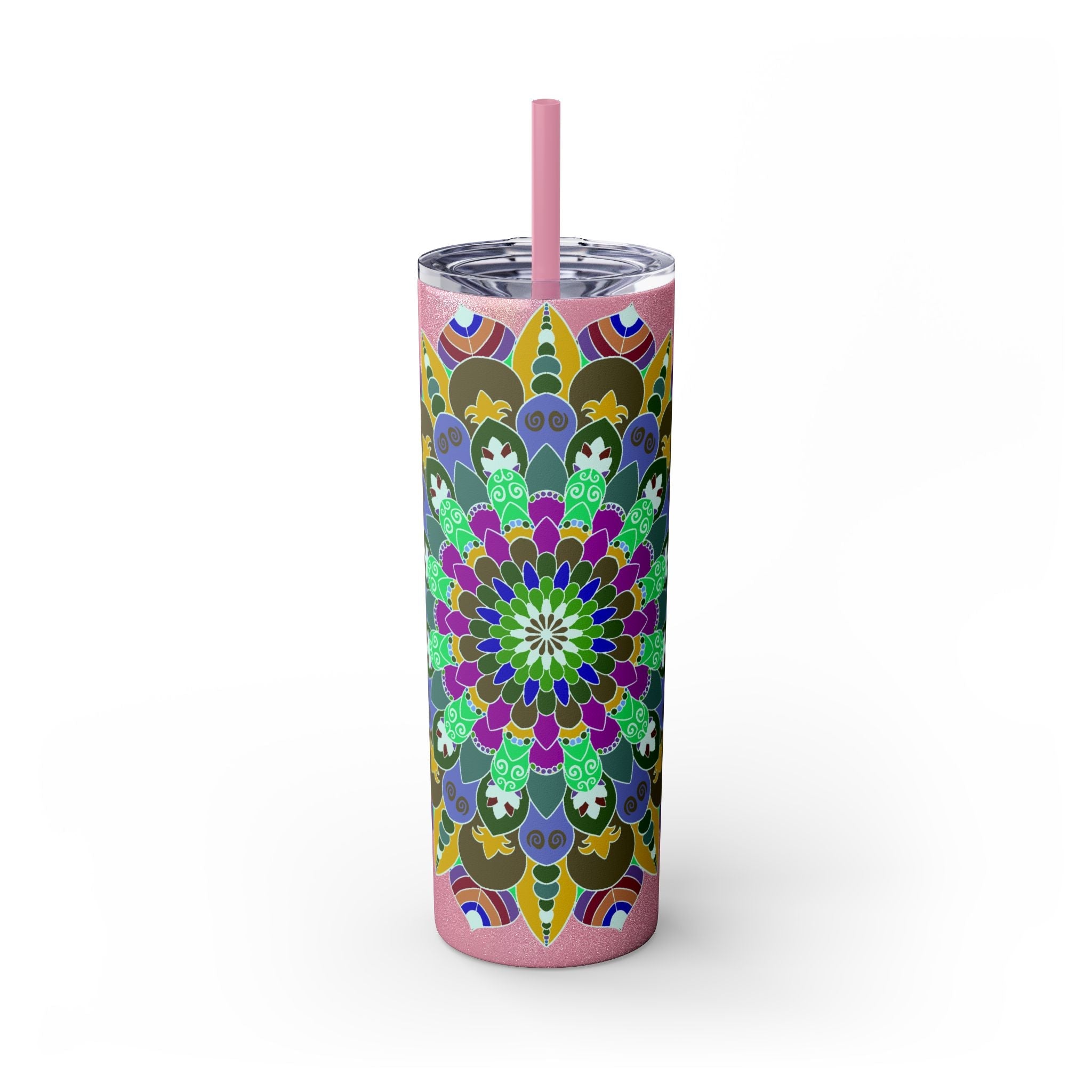 Colorful Mandala Tumbler - 20oz Skinny, Hot/Cold Mug - Blululi