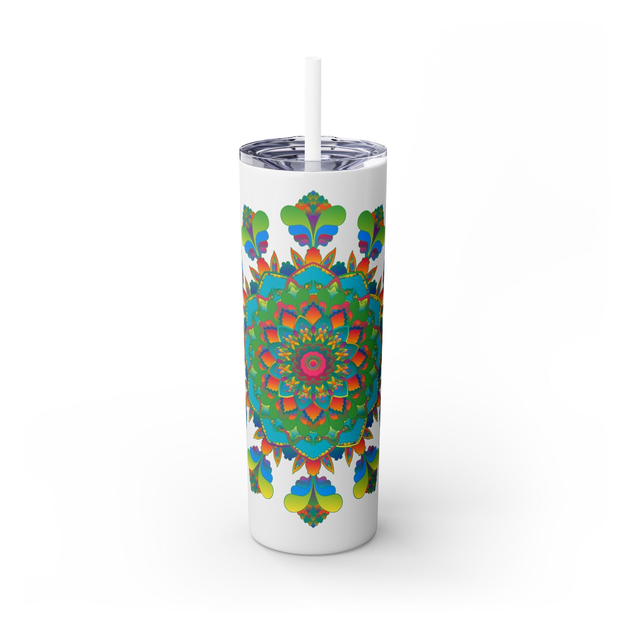 Colorful Mandala Tumbler - 20oz Skinny, Hot/Cold Mug - Blululi