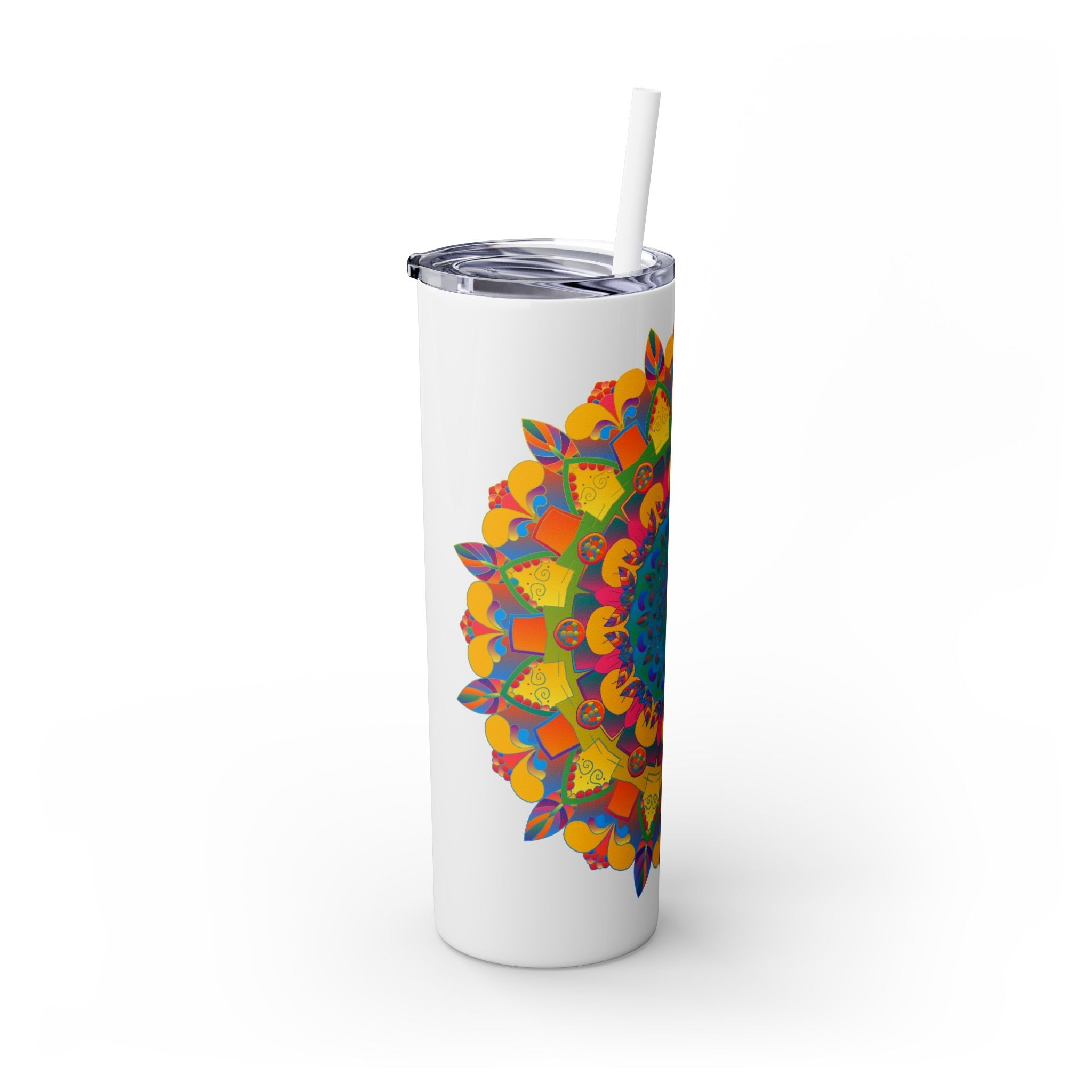 Colorful Mandala Tumbler - 20oz Skinny, Hot/Cold Mug - Blululi