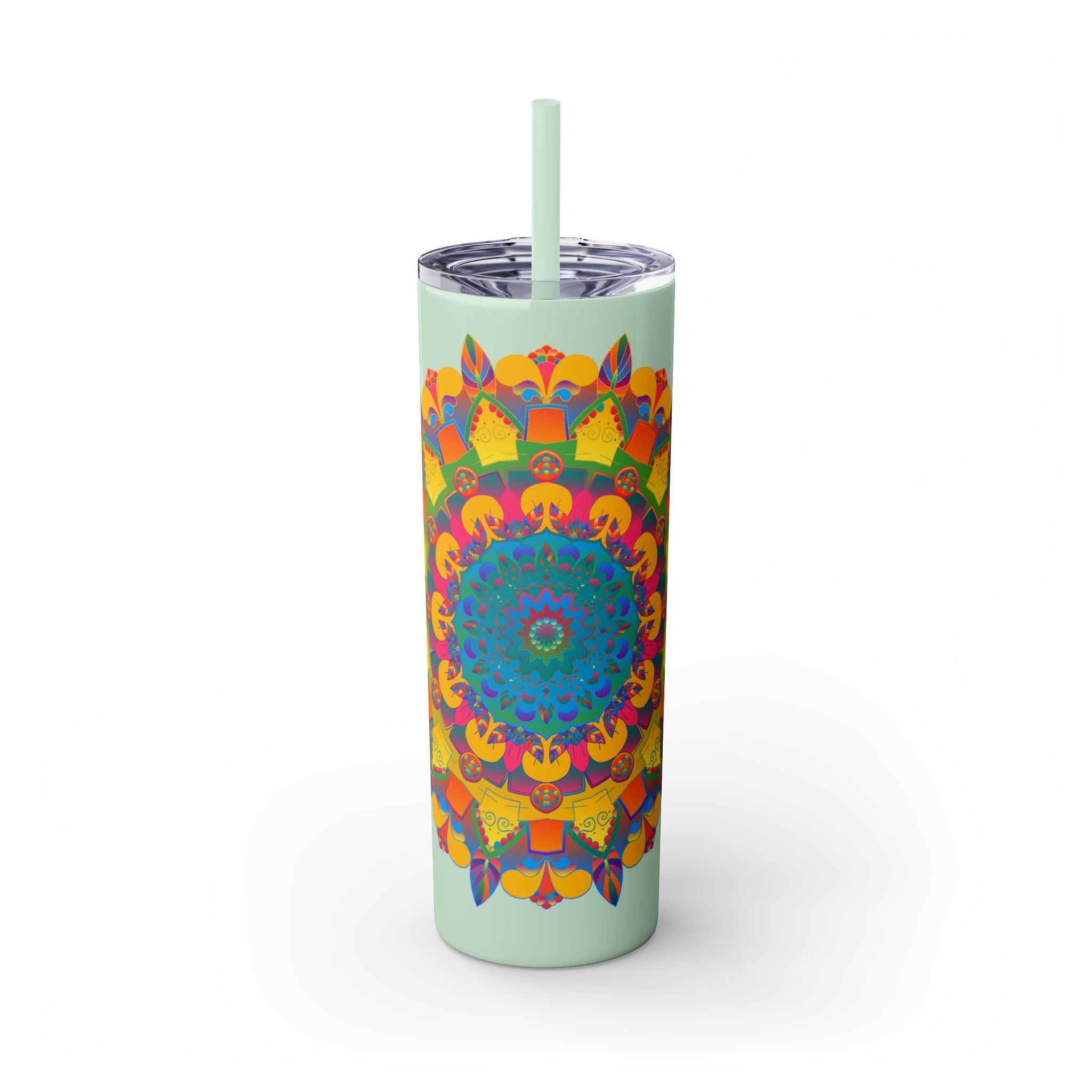 Colorful Mandala Tumbler - 20oz Skinny, Hot/Cold Mug - Blululi