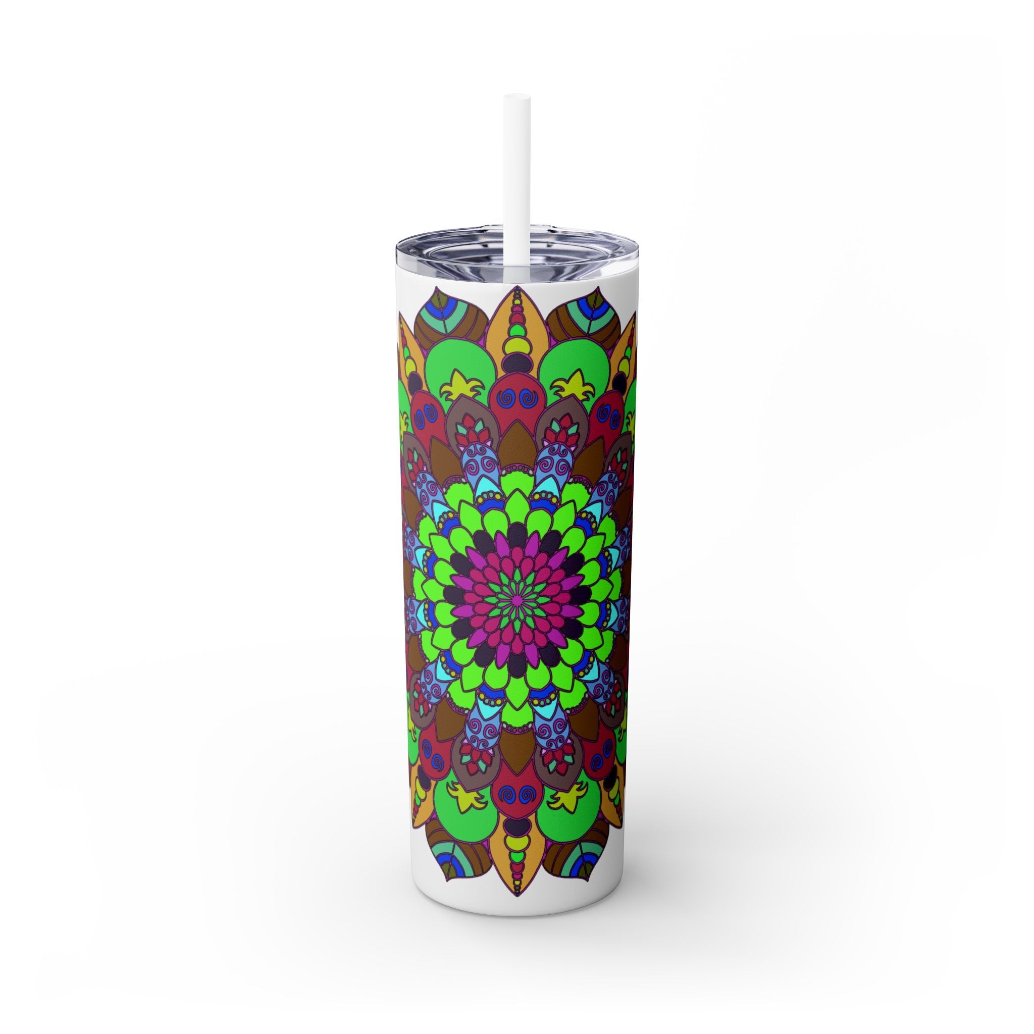 Colorful Mandala Tumbler - 20oz Skinny, Hot/Cold Mug - Blululi