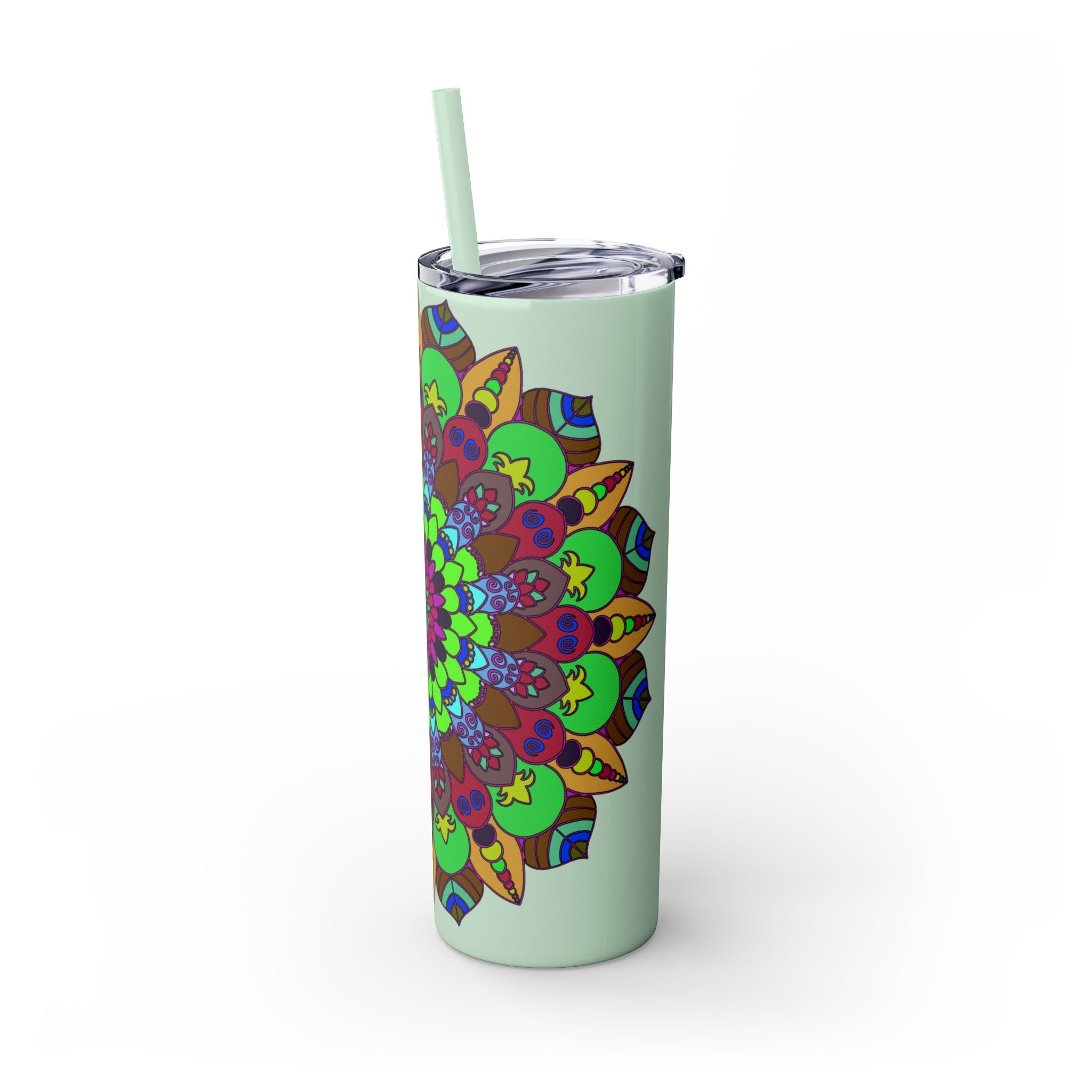 Colorful Mandala Tumbler - 20oz Skinny, Hot/Cold Mug - Blululi