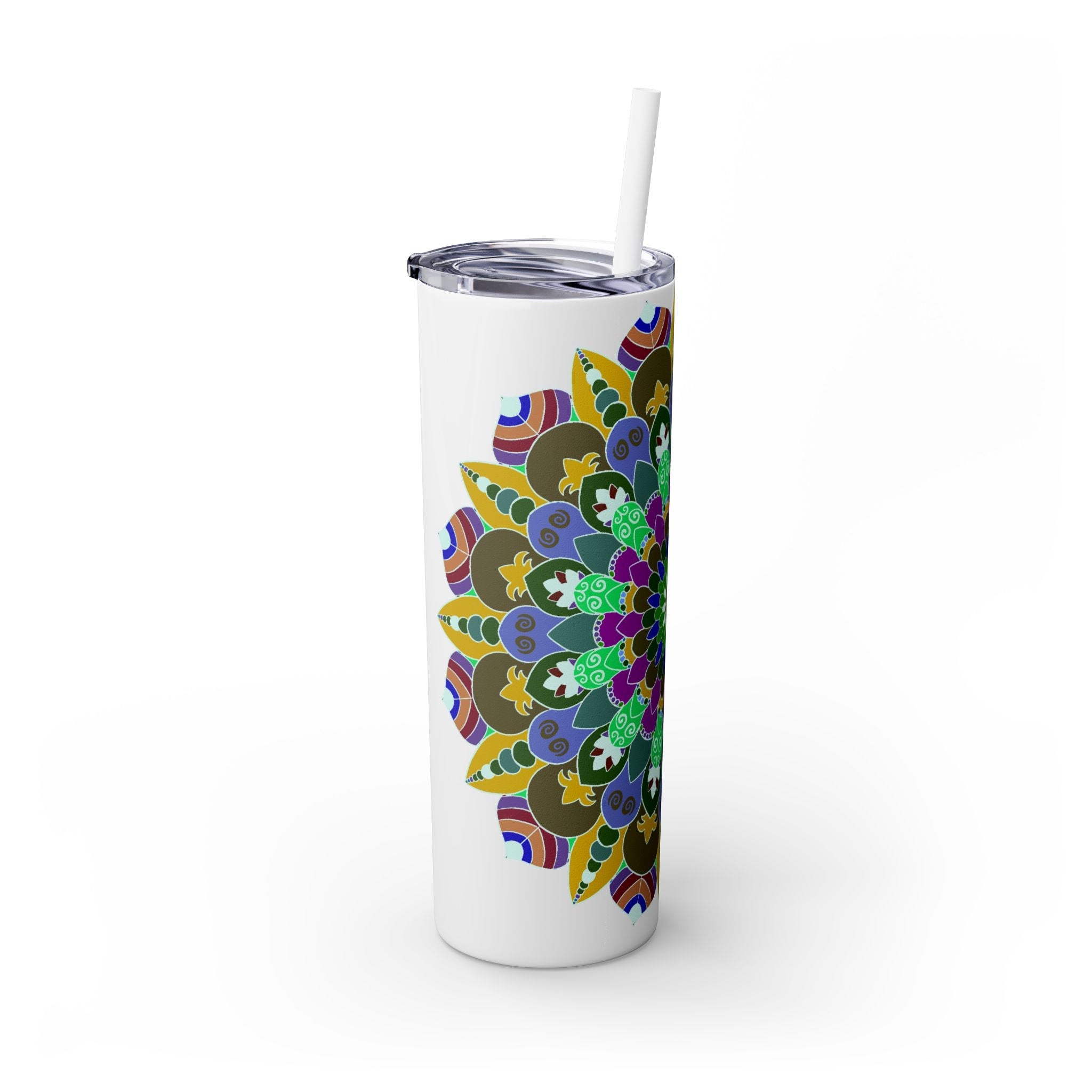 Colorful Mandala Tumbler - 20oz Skinny, Hot/Cold Mug - Blululi