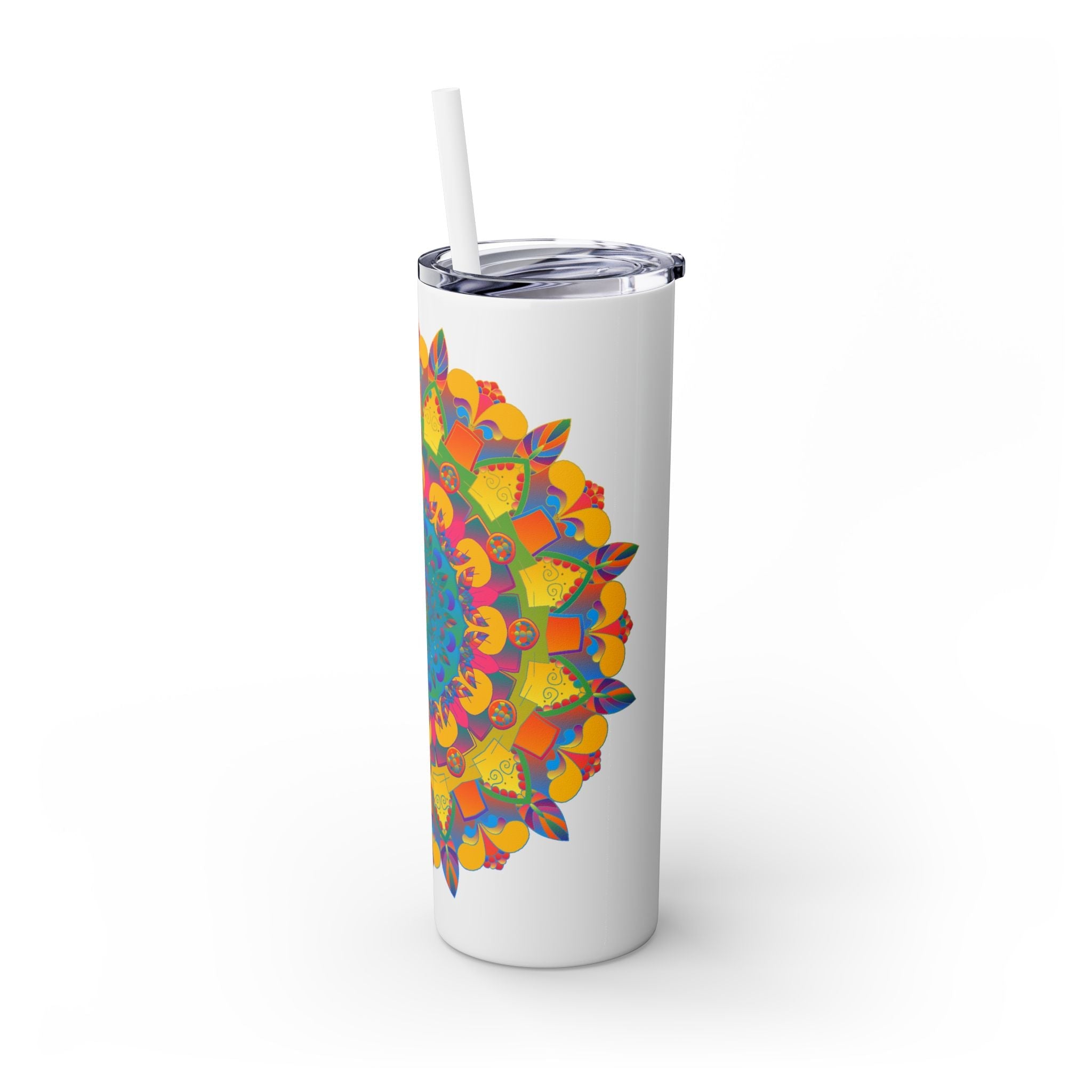 Colorful Mandala Tumbler - 20oz Skinny, Hot/Cold Mug - Blululi