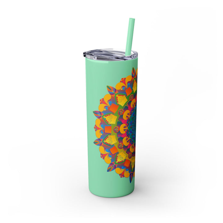 Colorful Mandala Tumbler - 20oz Skinny, Hot/Cold Mug - Blululi