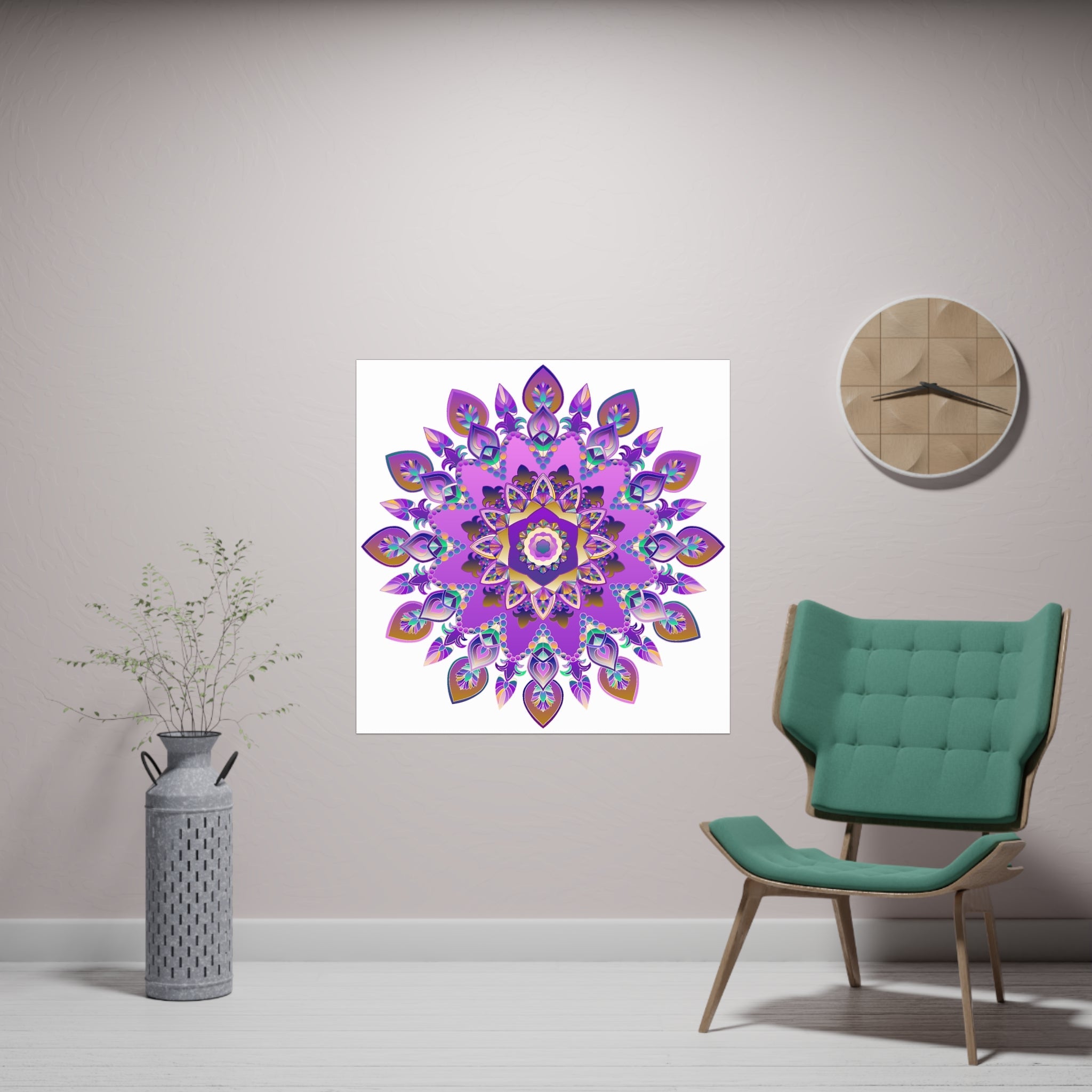 Colorful Mandala Wall Art - Purple & Blue Poster - Blululi