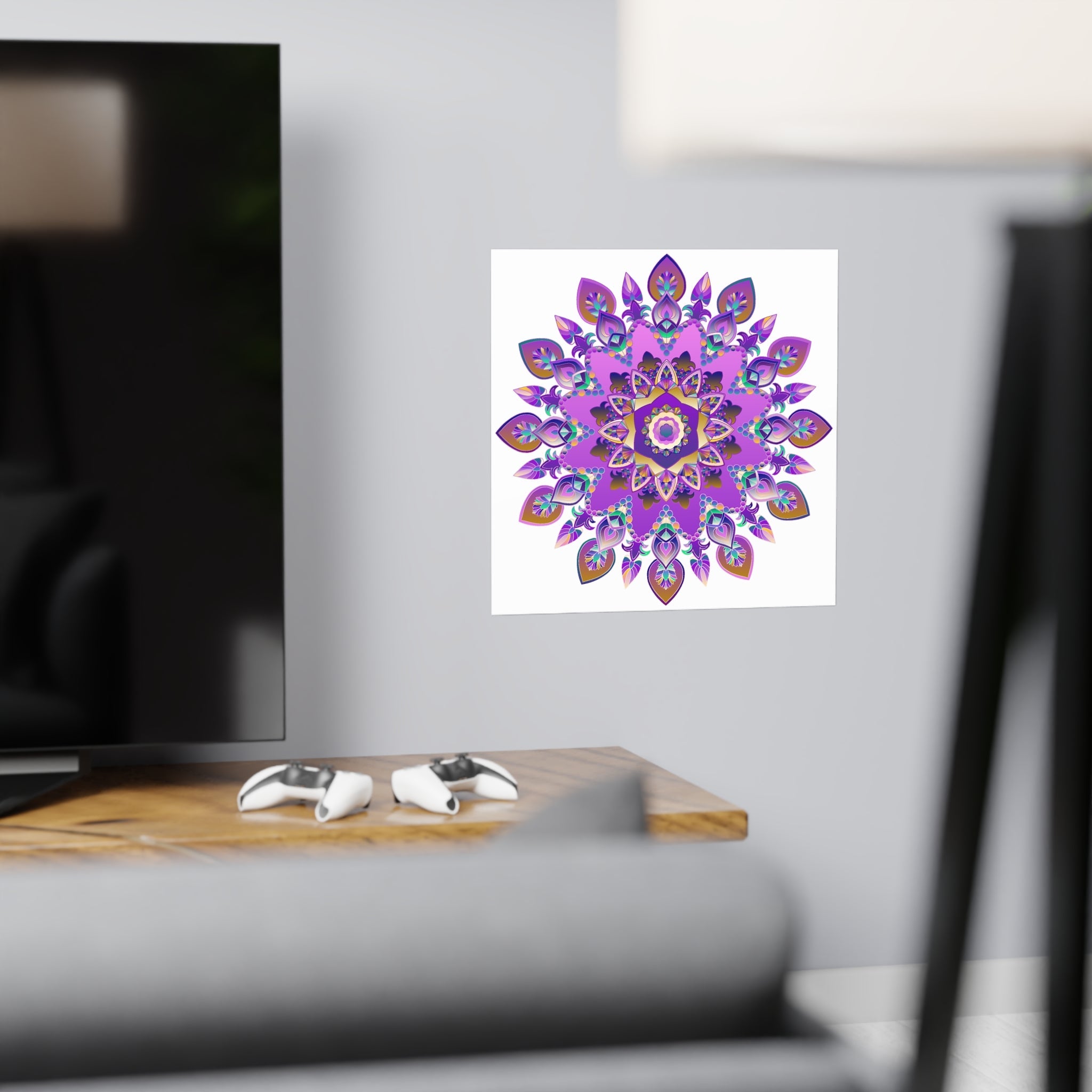 Colorful Mandala Wall Art - Purple & Blue Poster - Blululi