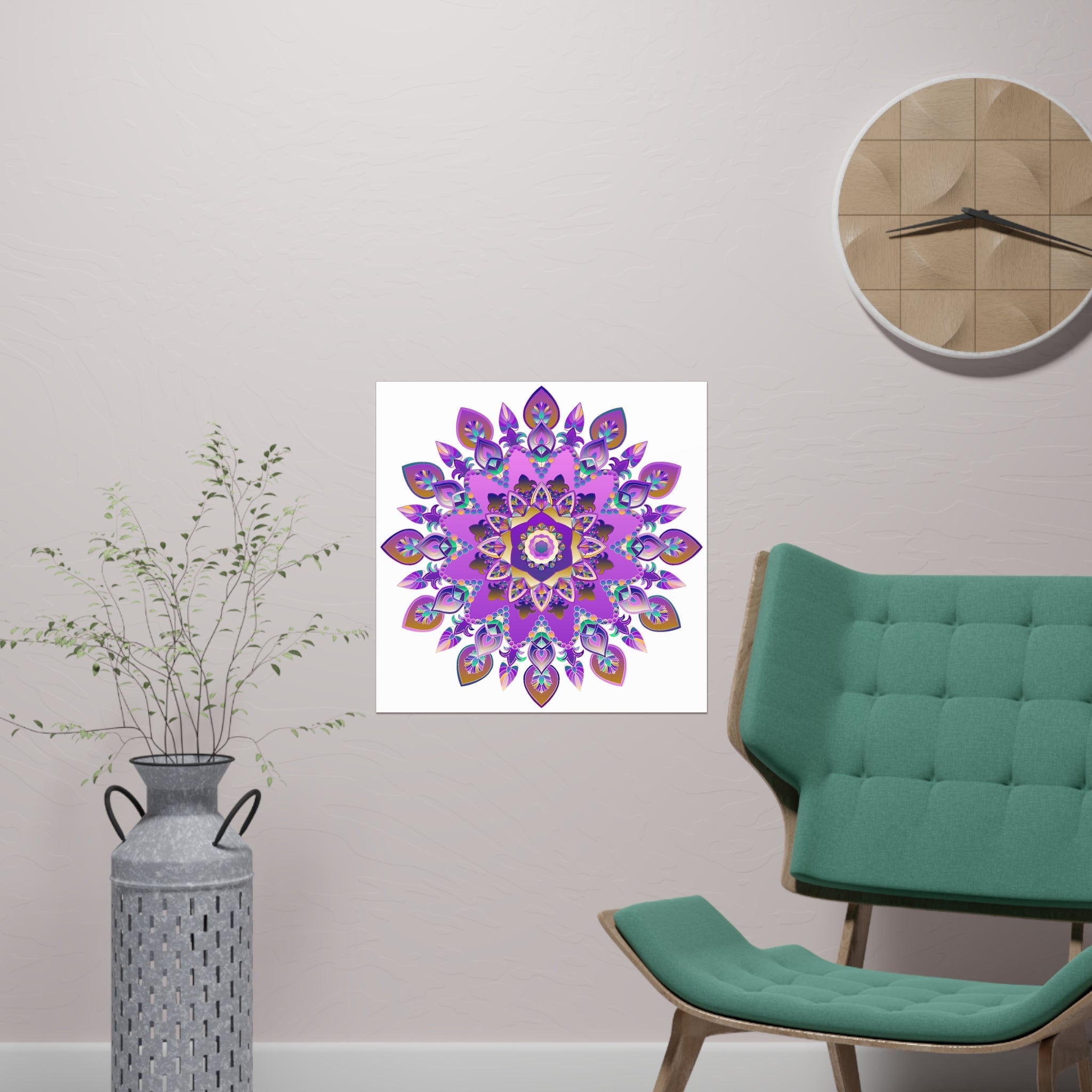 Colorful Mandala Wall Art - Purple & Blue Poster - Blululi