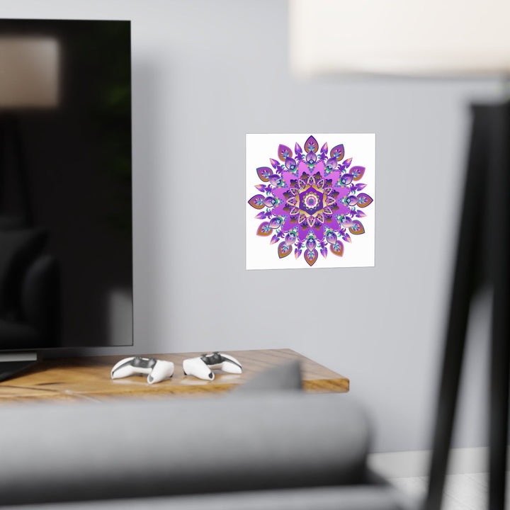 Colorful Mandala Wall Art - Purple & Blue Poster - Blululi