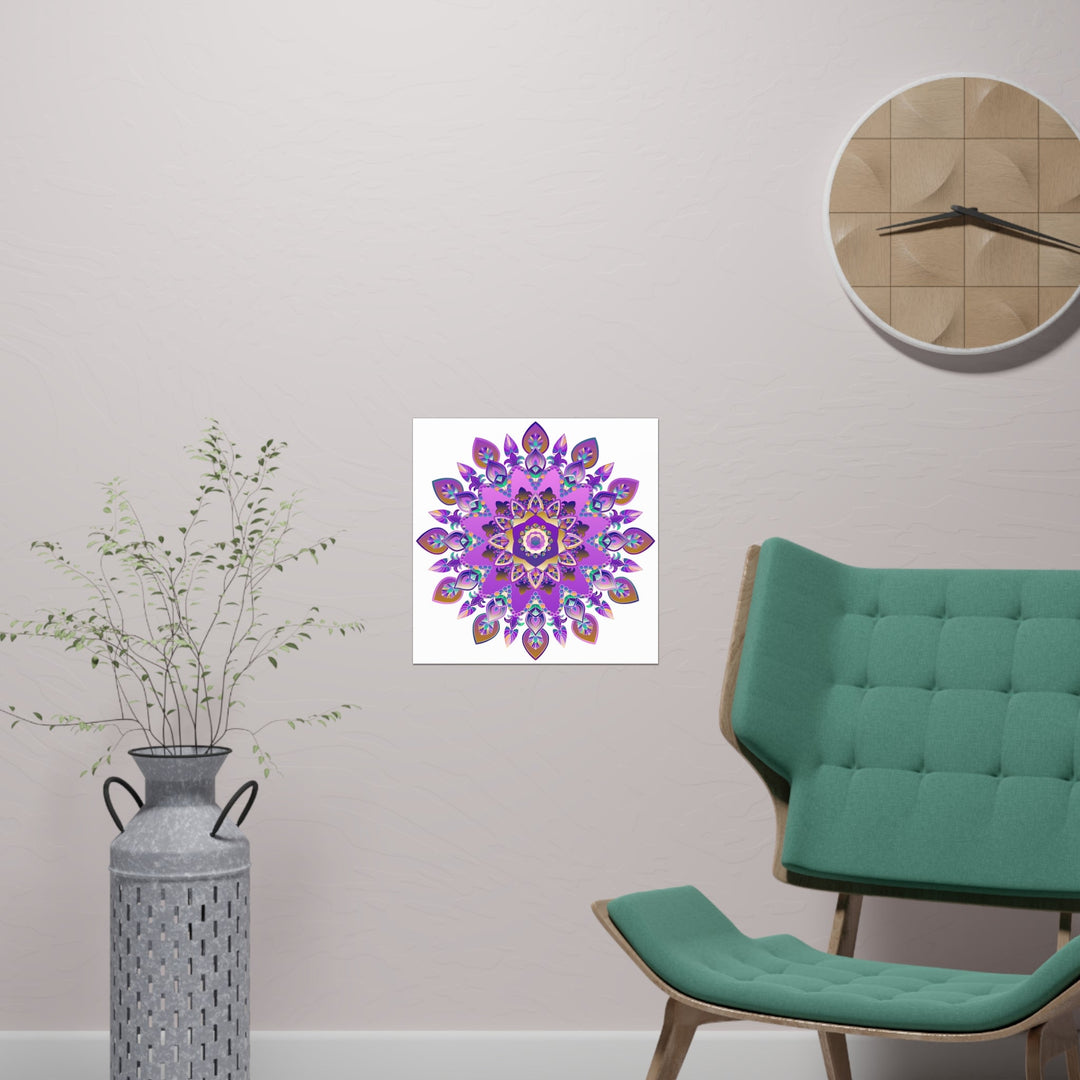 Colorful Mandala Wall Art - Purple & Blue Poster - Blululi