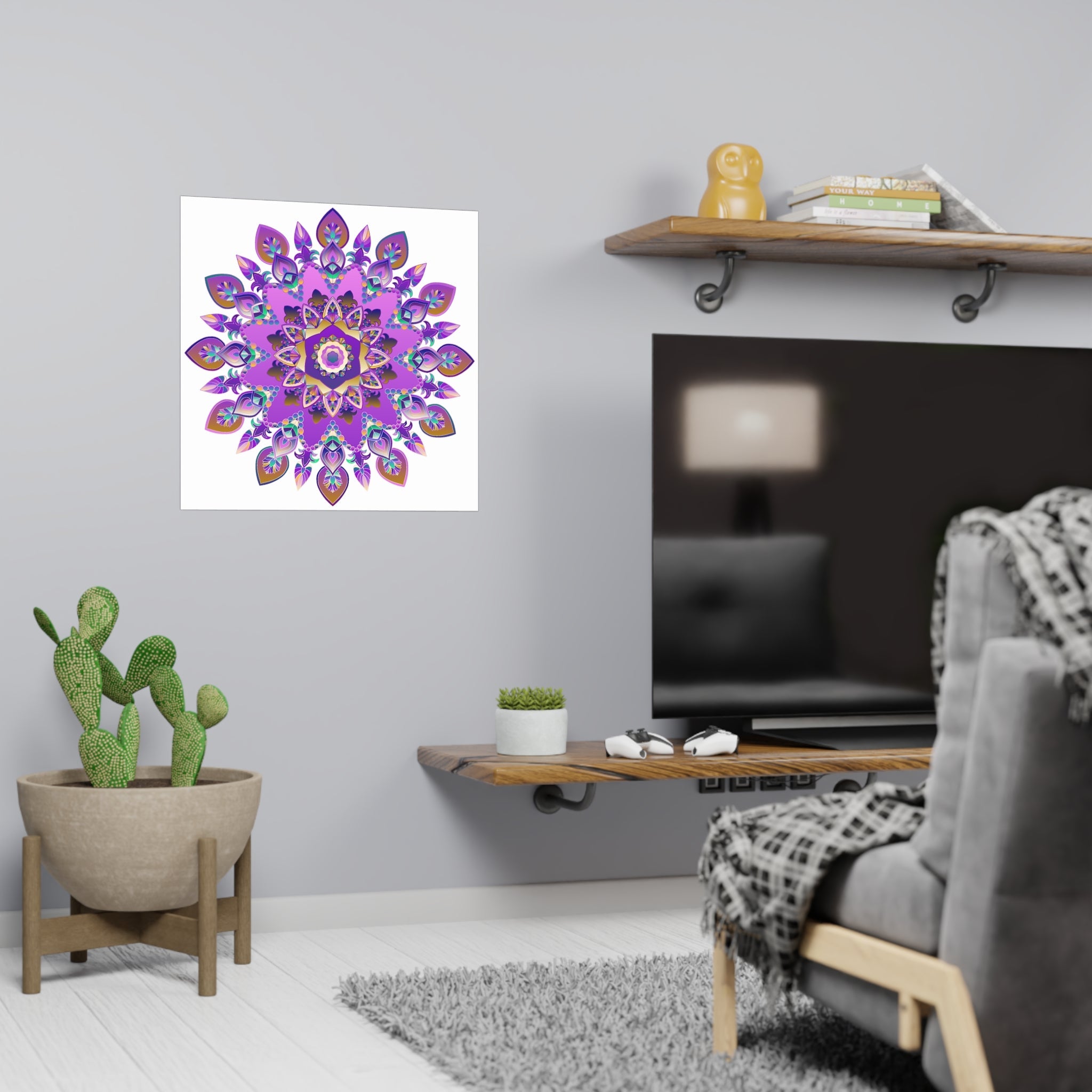 Colorful Mandala Wall Art - Purple & Blue Poster - Blululi