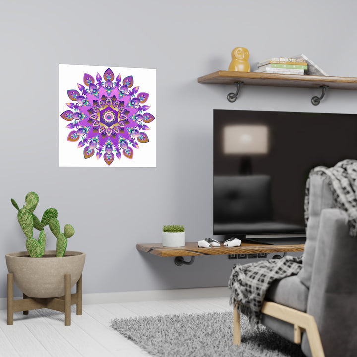 Colorful Mandala Wall Art - Purple & Blue Poster - Blululi