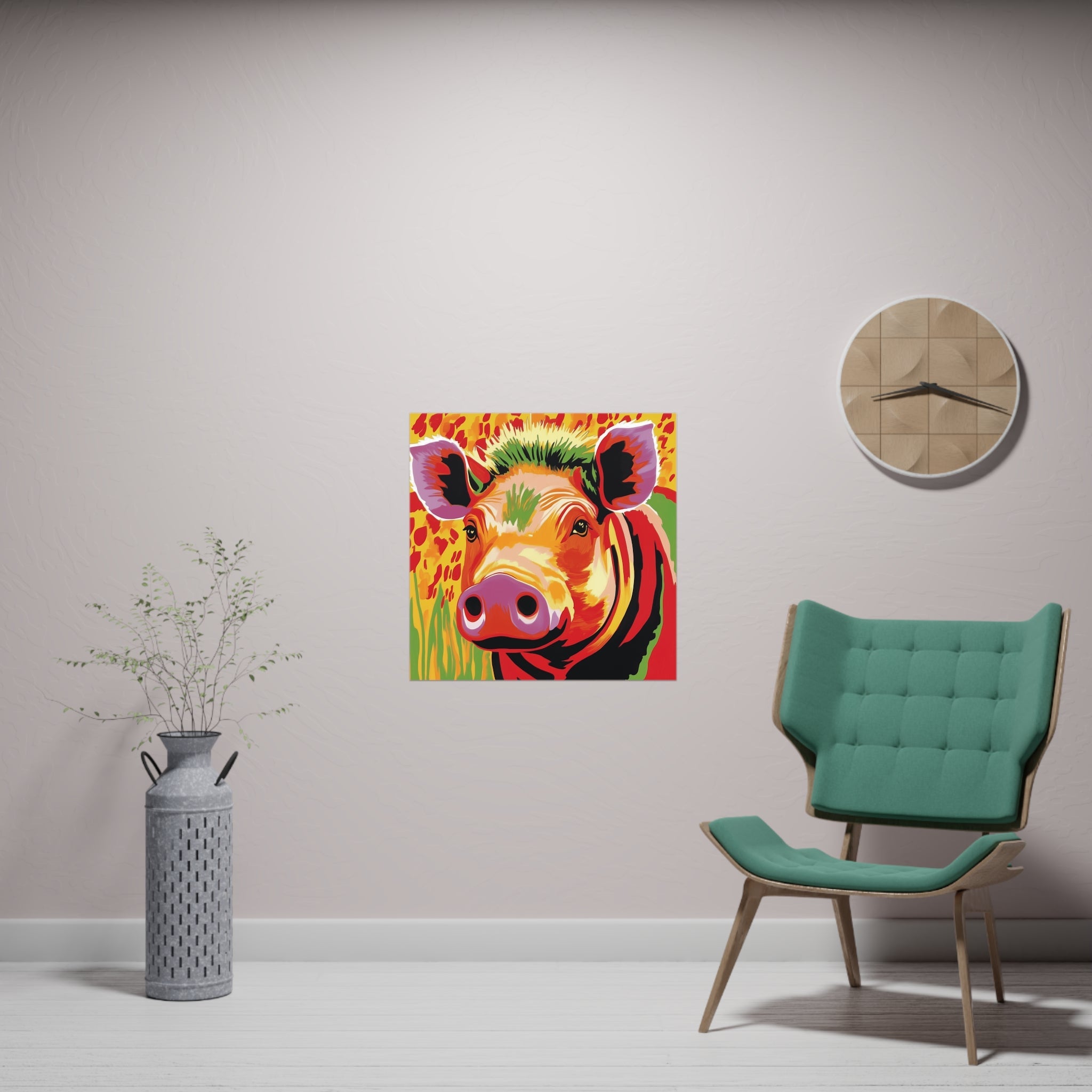 Colorful Warthog Portrait - Savanna Animal Art Poster Poster - Blululi