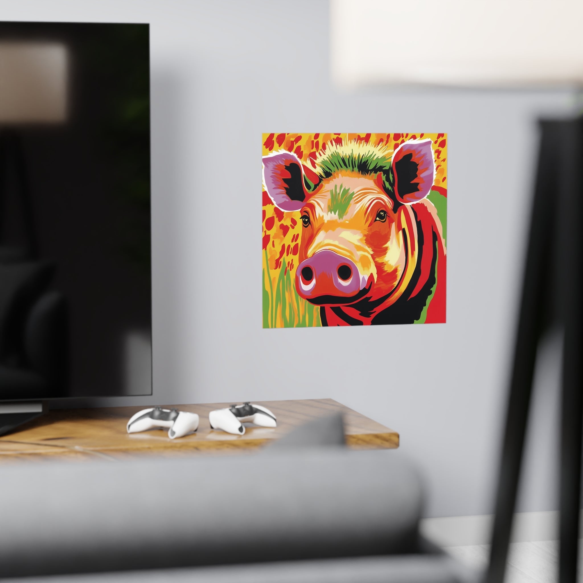 Colorful Warthog Portrait - Savanna Animal Art Poster Poster - Blululi