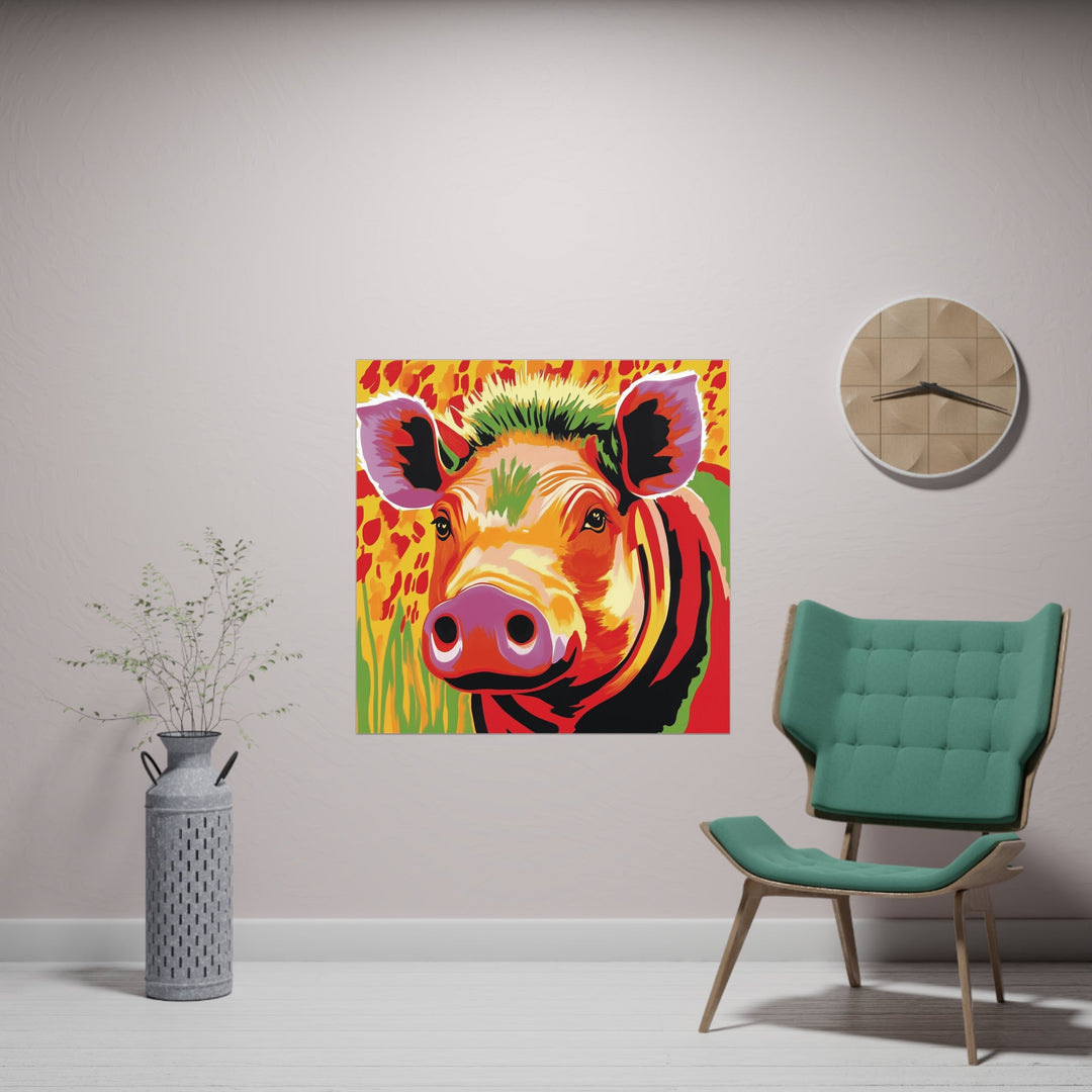 Colorful Warthog Portrait - Savanna Animal Art Poster Poster - Blululi