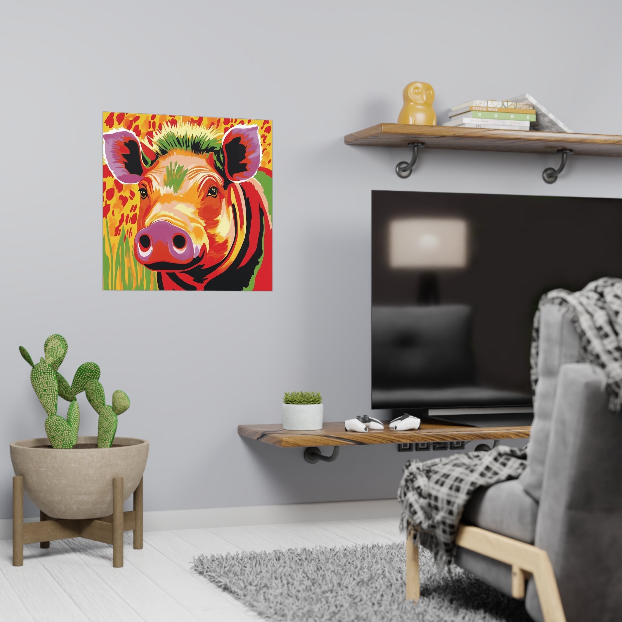 Colorful Warthog Portrait - Savanna Animal Art Poster Poster - Blululi