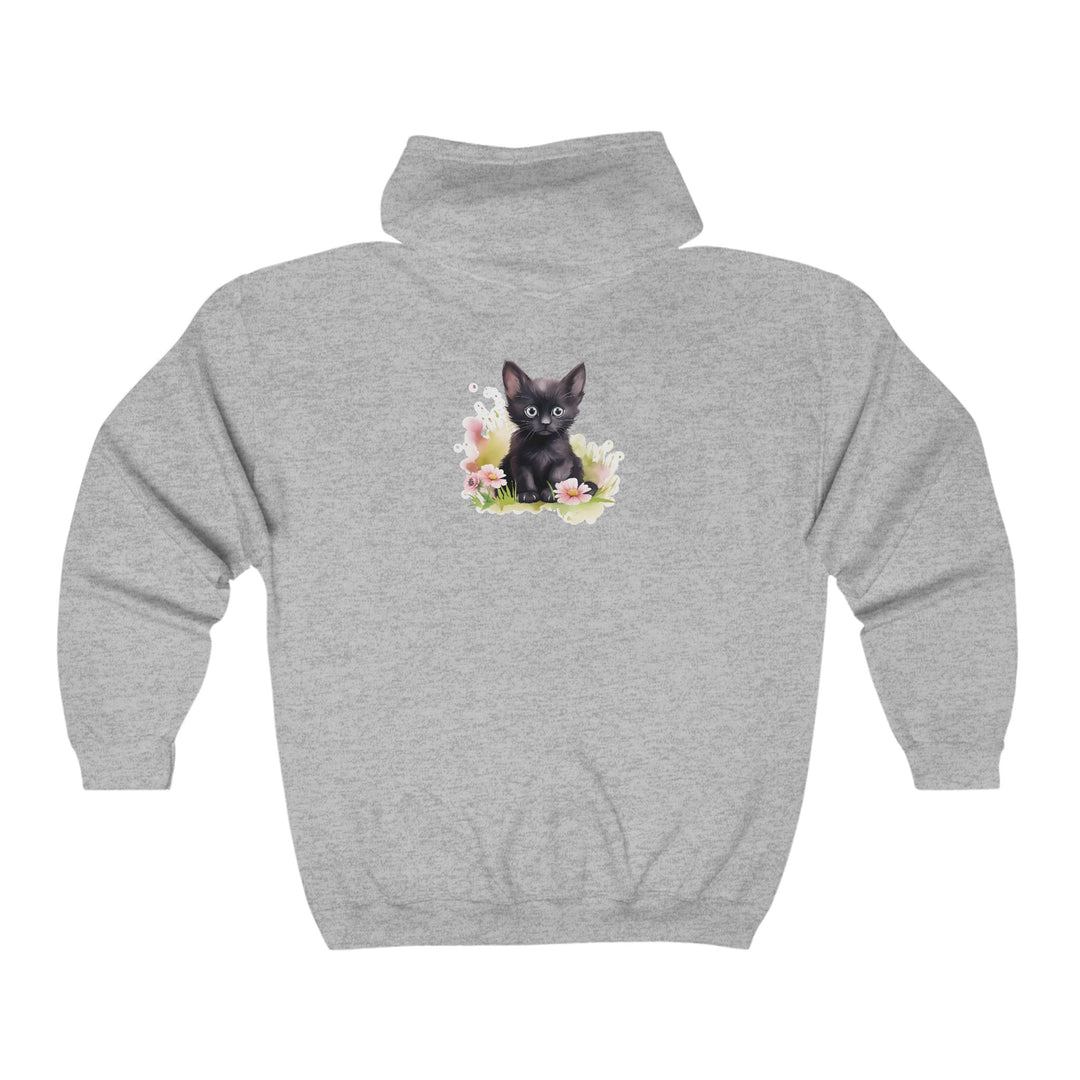 Cute Black Kitten Flower Hoodie Hoodie - Blululi