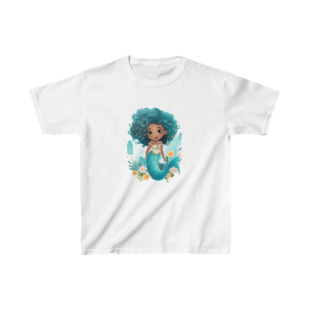 Cute Mermaid Design Kids Heavy Cotton™ Tee - Perfect for Little Mermaid Lovers and Ocean Explorers! - Blululi