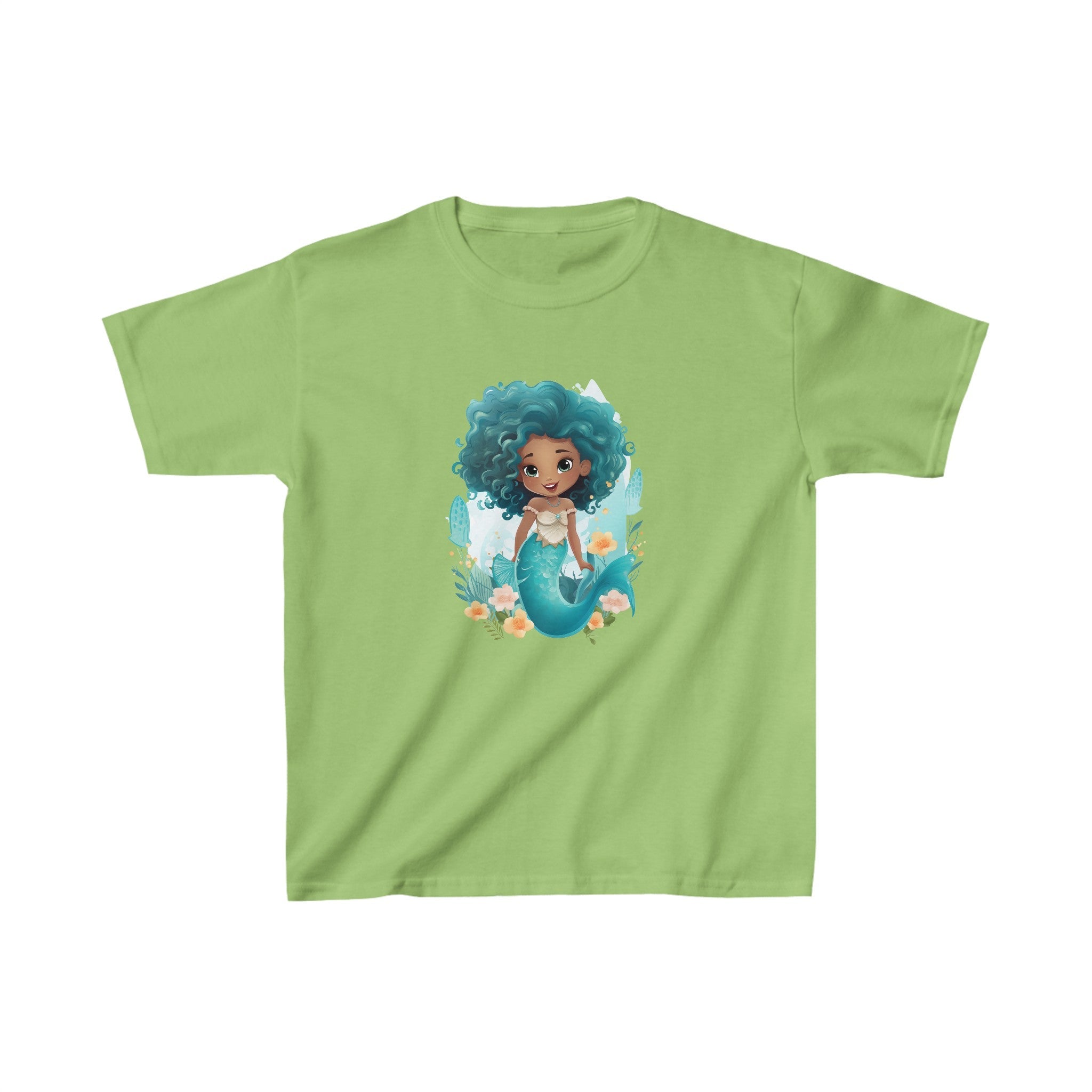 Cute Mermaid Design Kids Heavy Cotton™ Tee - Perfect for Little Mermaid Lovers and Ocean Explorers! - Blululi