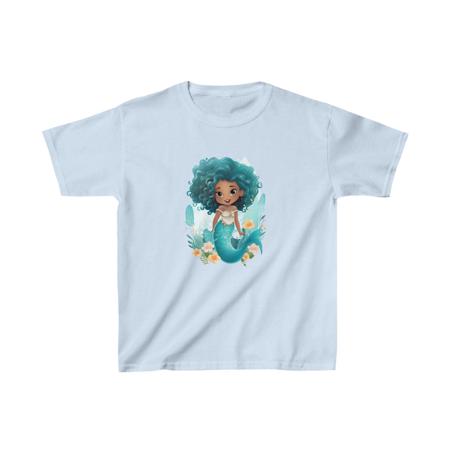 Cute Mermaid Design Kids Heavy Cotton™ Tee - Perfect for Little Mermaid Lovers and Ocean Explorers! - Blululi