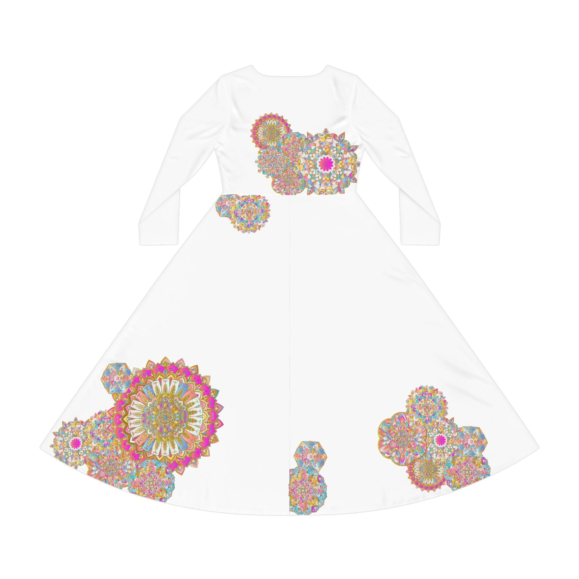 Dance Dress with Hand Drawn Mandala Art All Over Prints - Blululi