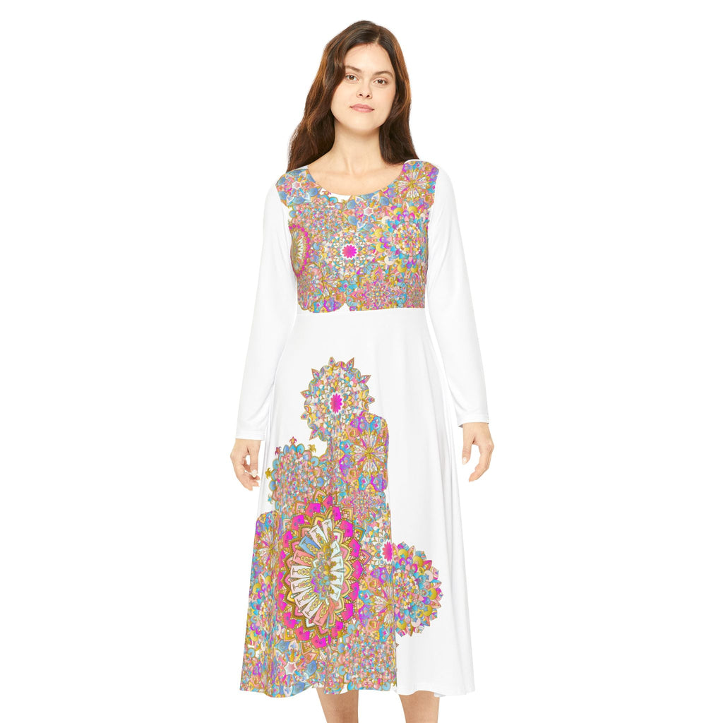 Dance Dress with Hand Drawn Mandala Art All Over Prints - Blululi